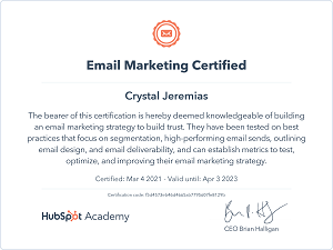 Certificate for Email Marketing