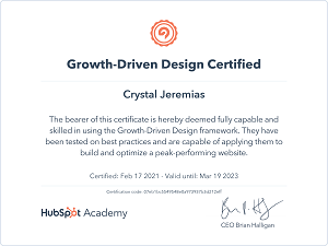 Certificate for Growth-Driven Design