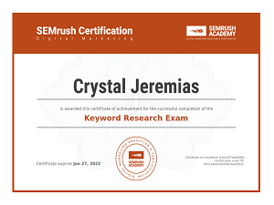 Certificate for Keyword Research